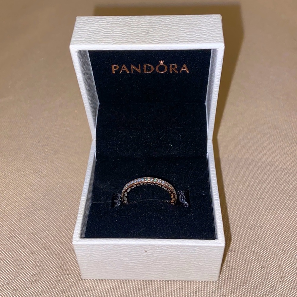 Rose Gold Pandora Sparkle and Hearts Ring!